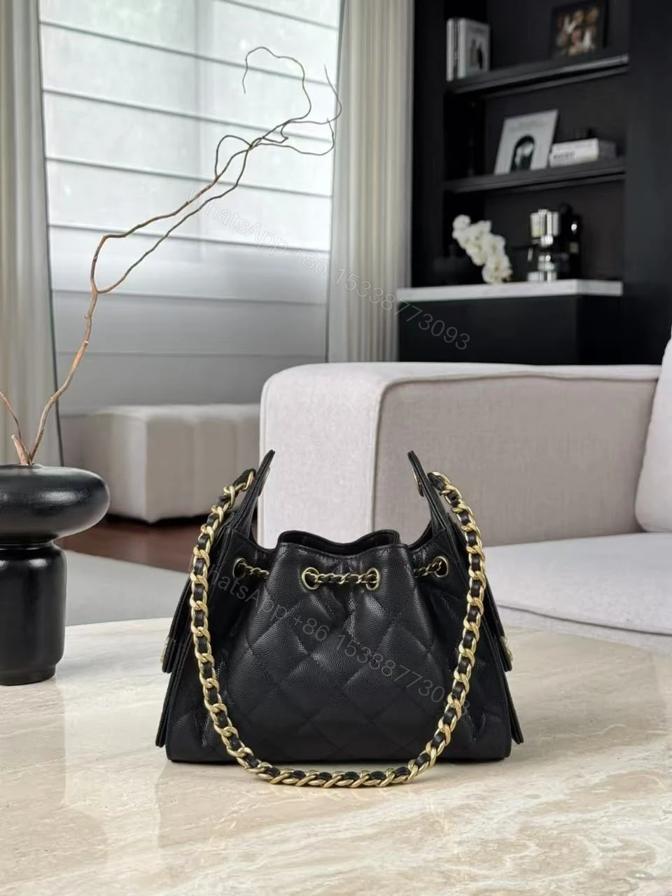 CHANEL 25 Mini Black Gold Hardware — view 3