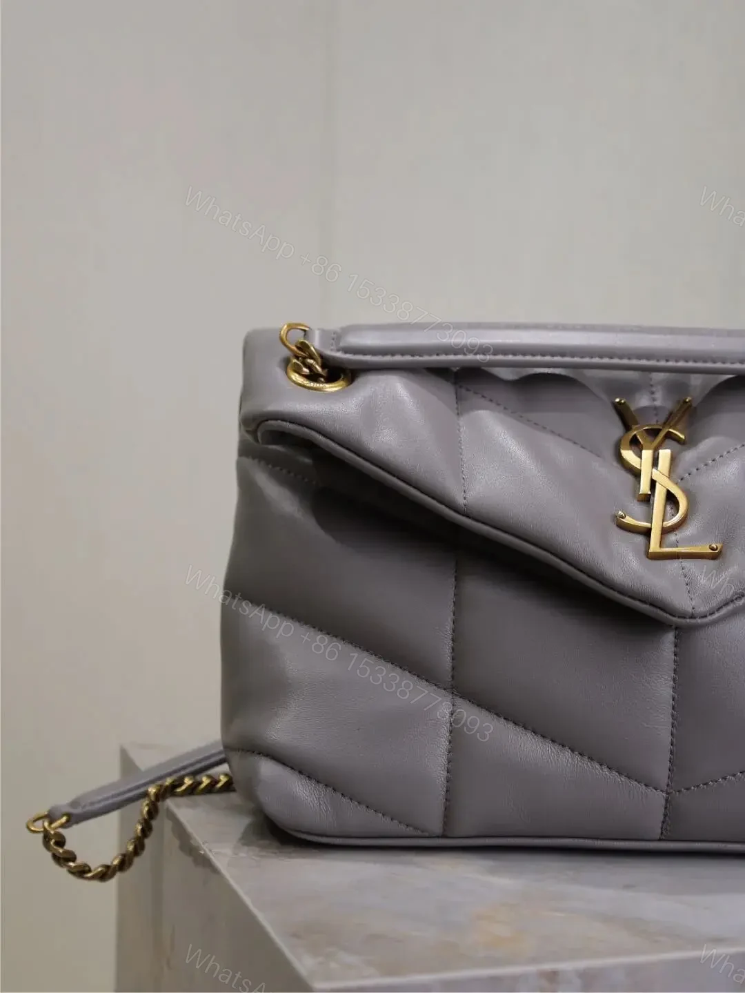 View 3 of YSL 25S LOULOU PUFFER MEDIUM 29 IN SMOKY LAVENDER