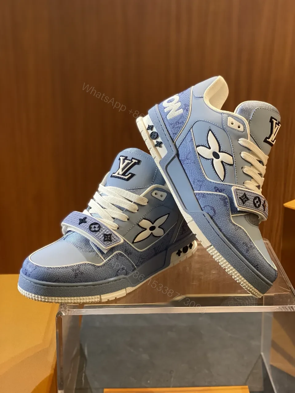 View 6 of Denim Luxe High-Tops: City-Ready Monogram Detail Sneakers
