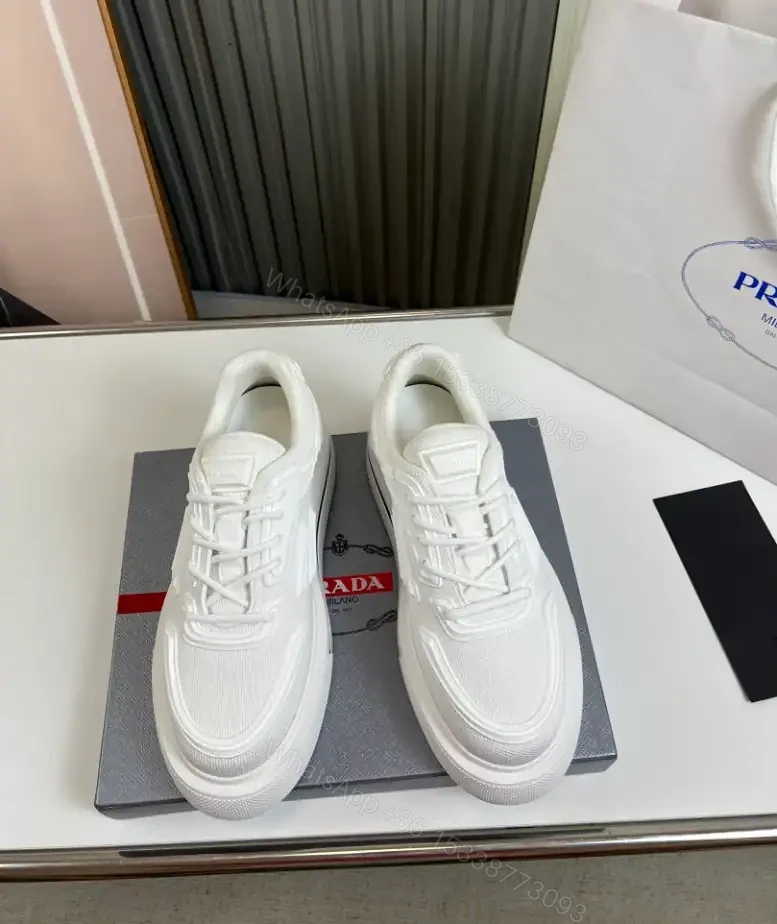 View 8 of PRADA MACRO RE-NYLON AND BRUSHED LEATHER SNEAKERS – PRD061