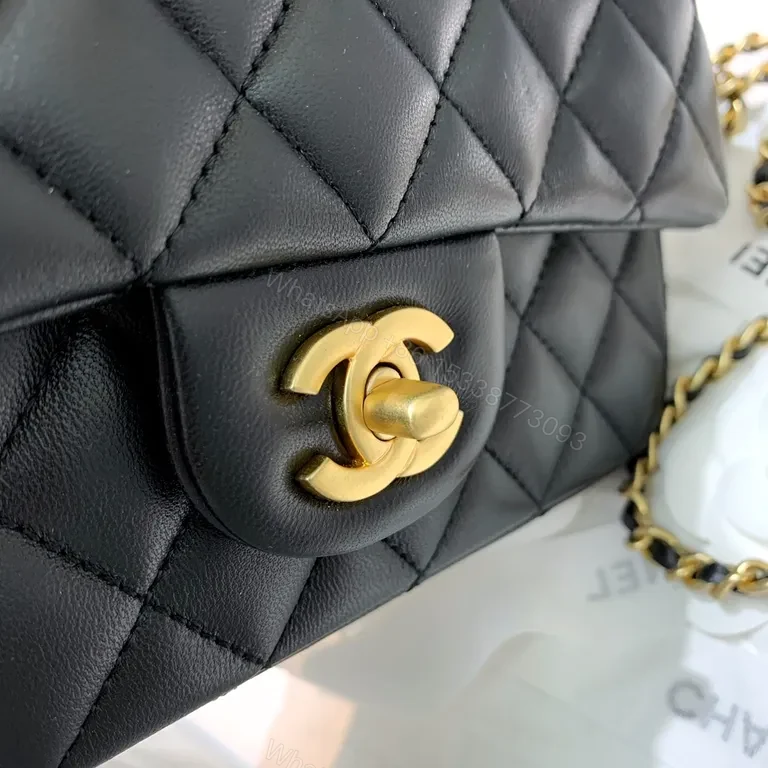 View 5 of Classic Quilted Black Bag with Gold Hardware - Luxury Leather Tote