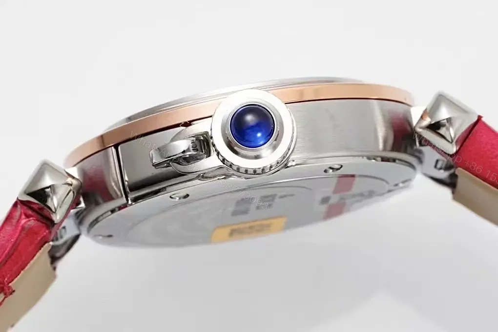 View 5 of JF Factory Cartier Pasha de Cartier Women’s Watch, 30mm, Rose Gold and Stainless Steel, Red Leather Strap, Cal.157 Swiss Quartz Movement