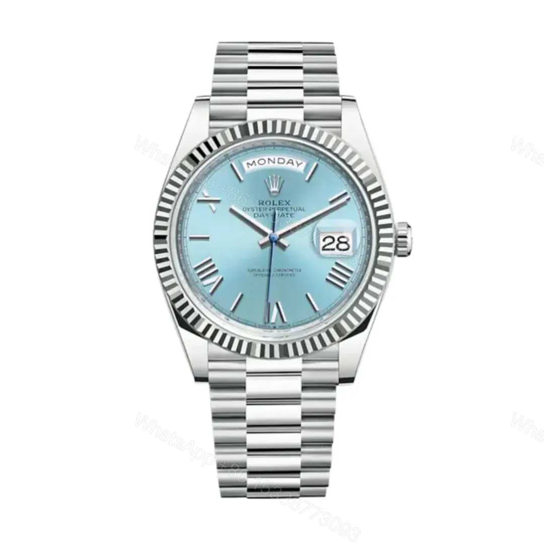 Rolex Day Date White Gold Turquoise Dial Replica Clone Model 2022 — view 1