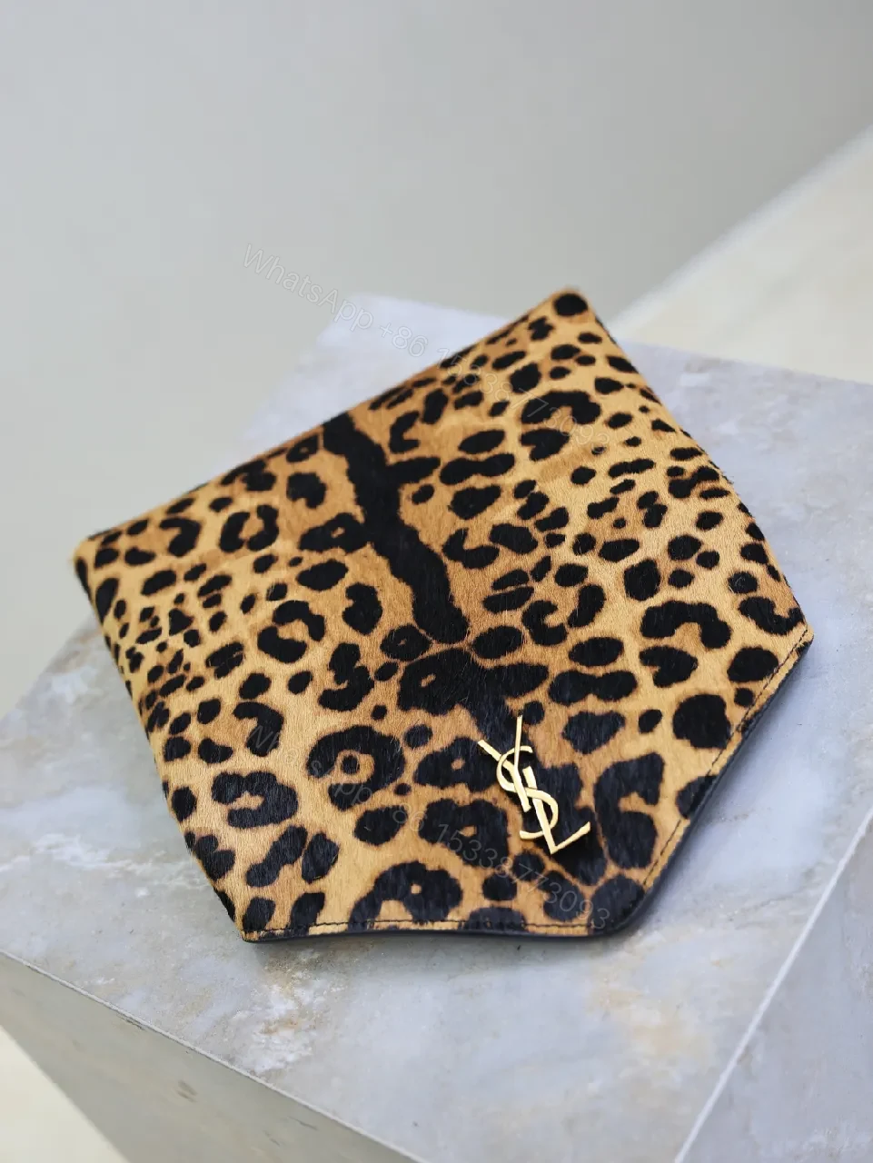 View 2 of Leopard Print Luxe Clutch with Gold Chain