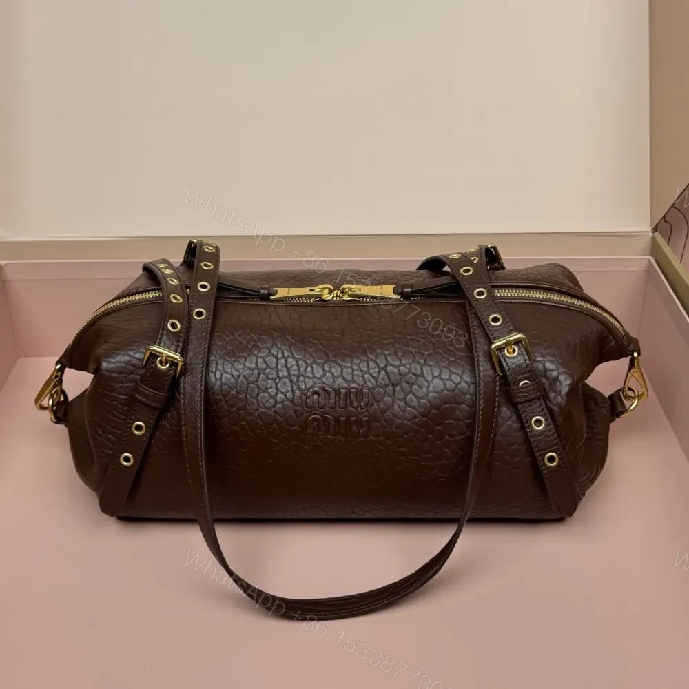 View 2 of 高仿miumiu*5BC190小羊皮壓花單肩包棕色免檢版