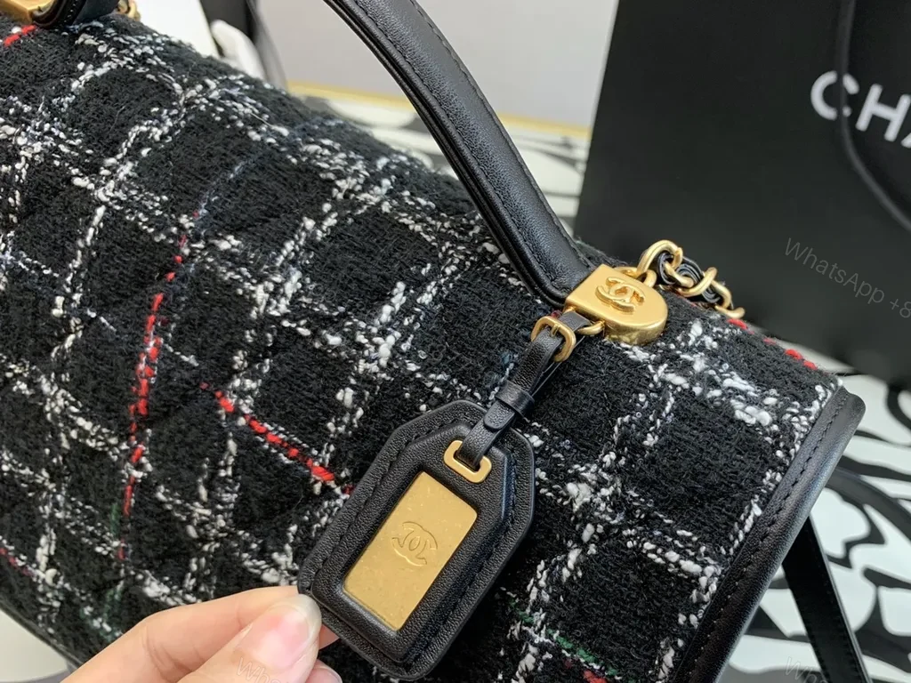 View 8 of Chanel-Inspired Tweed Satchel: Structured Luxury Bag