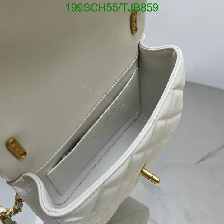 View 7 of Chanel White Flap Bag featuring Pearl Crush and Gold Hardware M9524