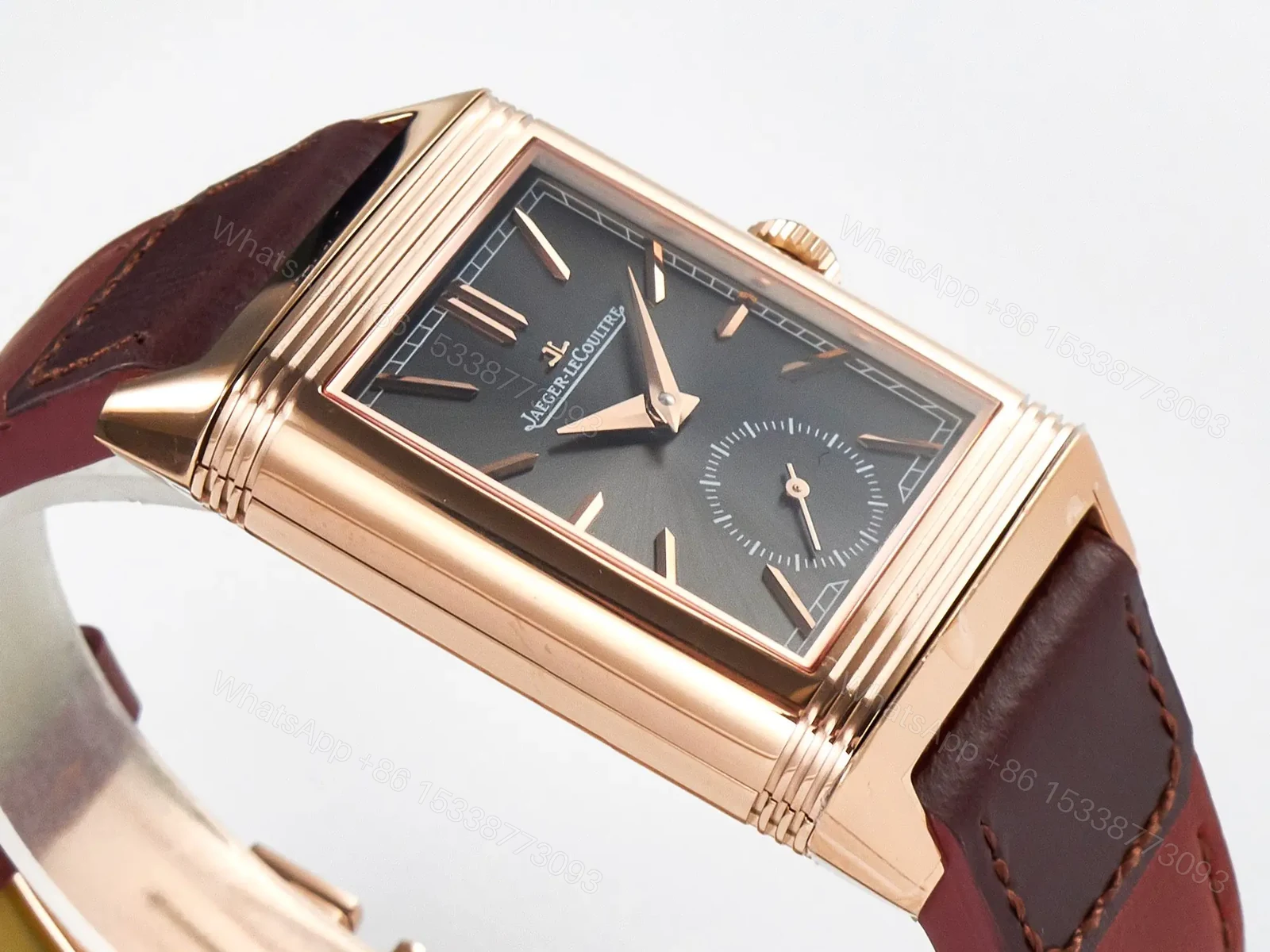 View 7 of Reverso Tribute Duoface Small Seconds RG MGF Best Edition Black Dial on Red Leather Strap A854A