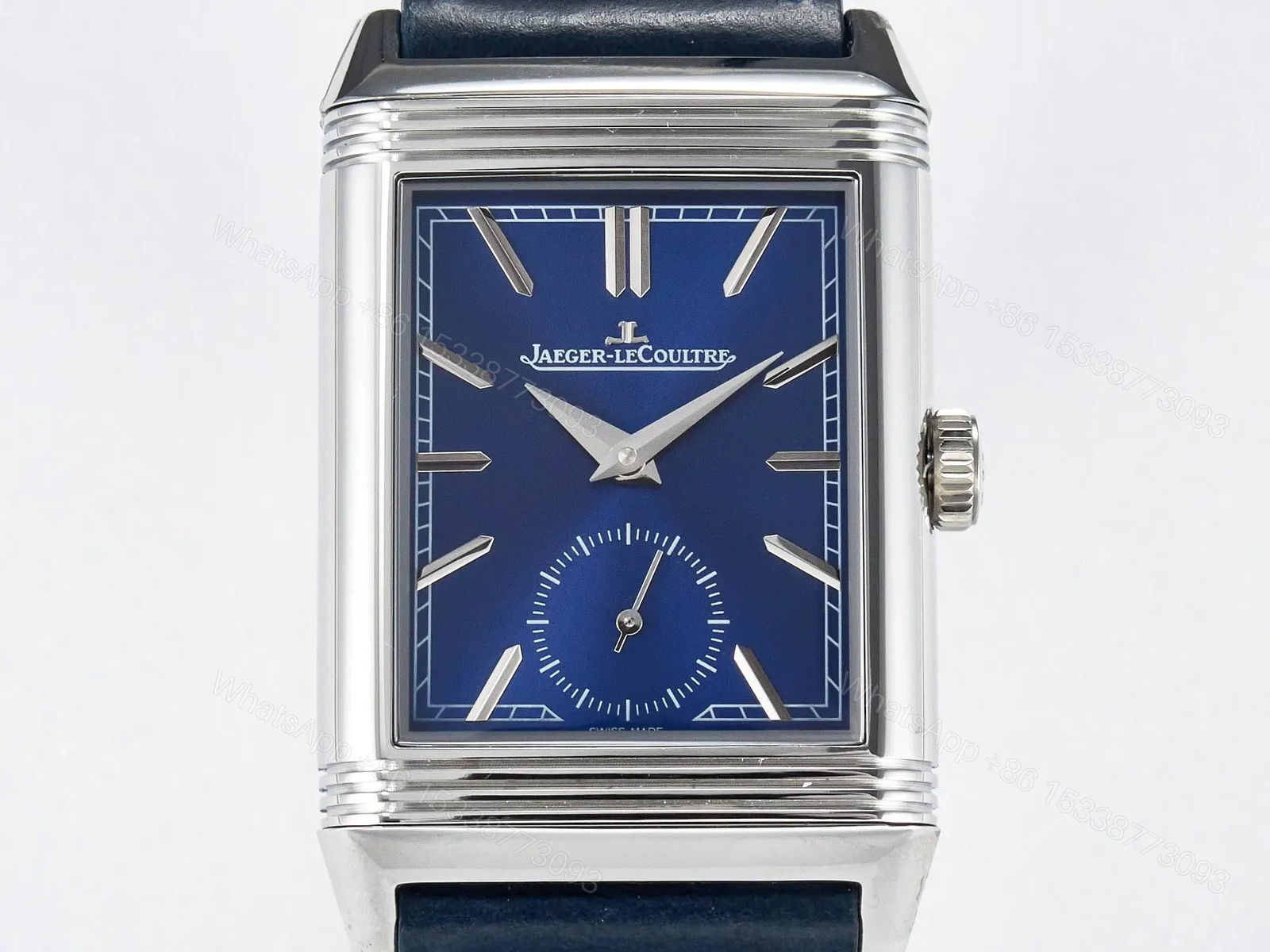 View 19 of Reverso Tribute Duoface Small Seconds SS MGF Best Edition Blue Dial on Blue Leather Strap A854A