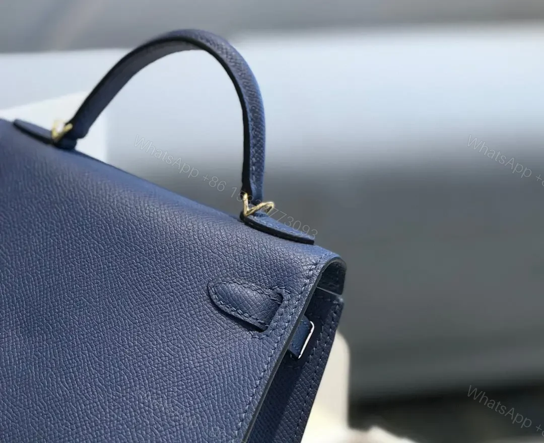 View 5 of HN Mini Kelly Blue with gold-tone hardware