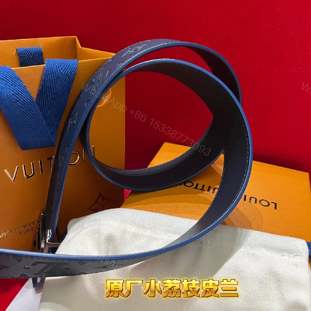 View 10 of Chic Monogram Leather Belt — Navy, Classic Modern Style, Durable