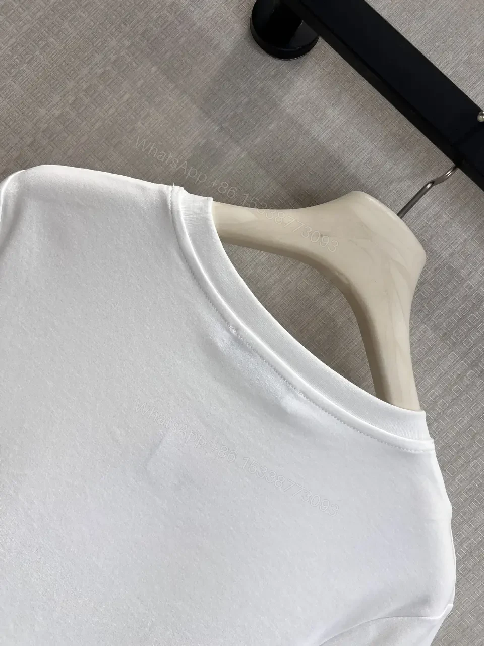 View 9 of Premium White Tee with Subtle Couture Embroidery