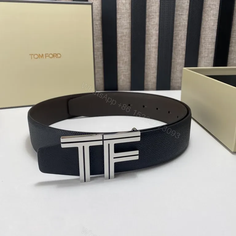 View 5 of Lux Calfskin Belt: TF-Inspired Buckle, Textured Matte Leather