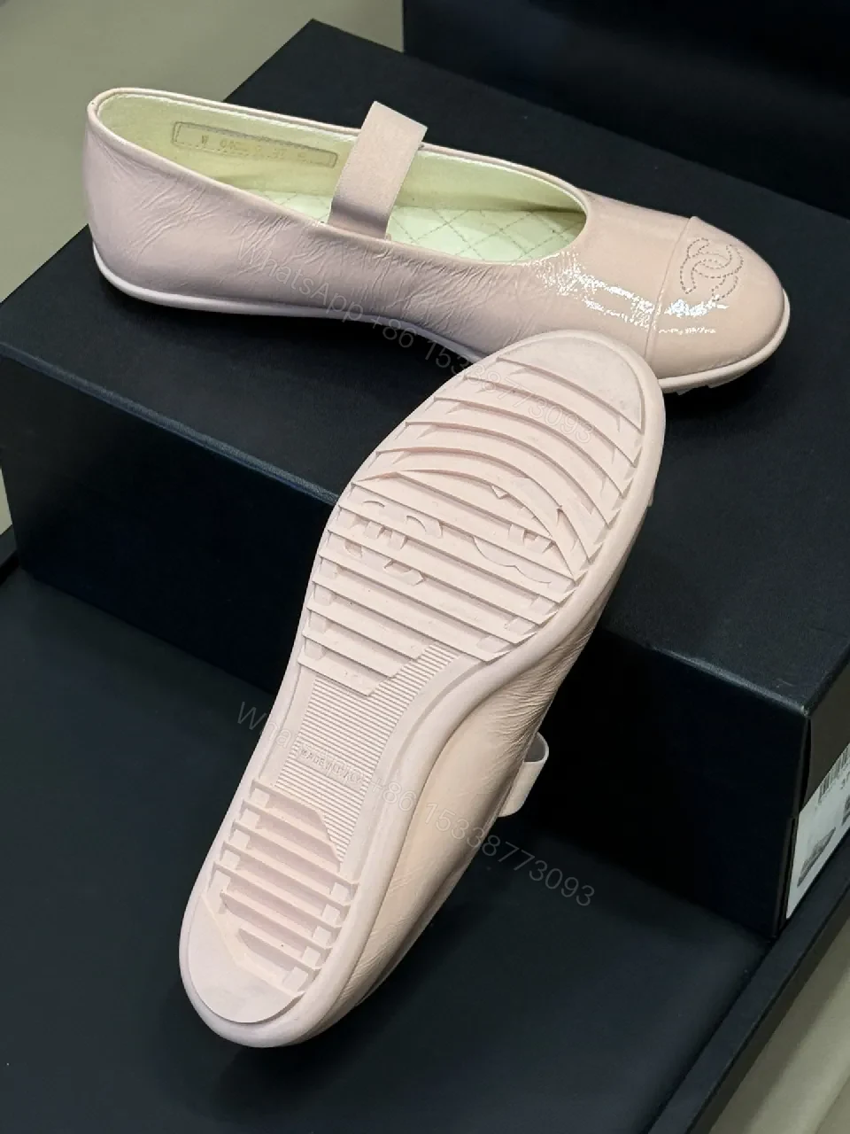 View 3 of Soft Pink Quilted Slip-Ons with Subtle Detailing Flats