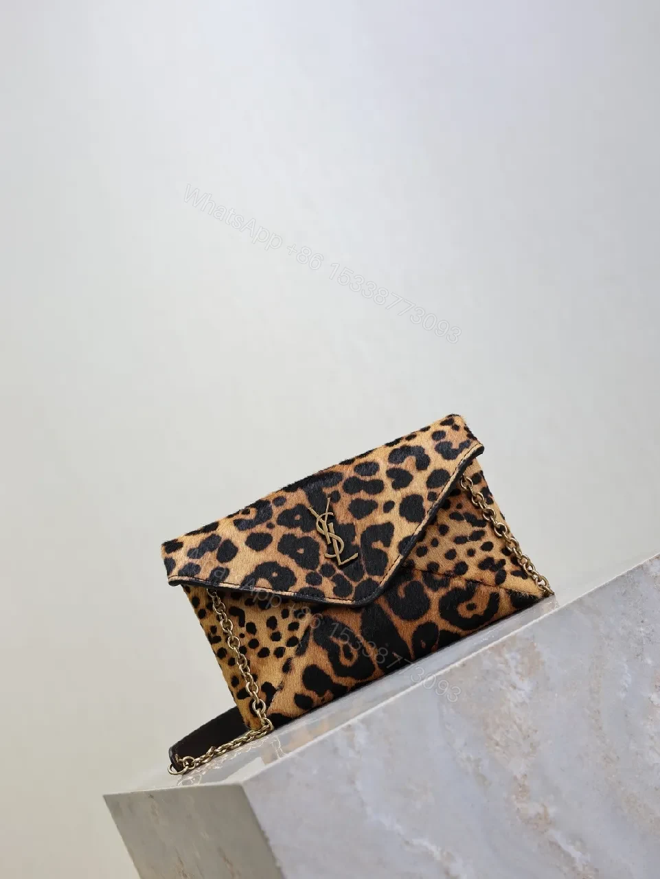 View 4 of Leopard Print Luxe Clutch with Gold Chain
