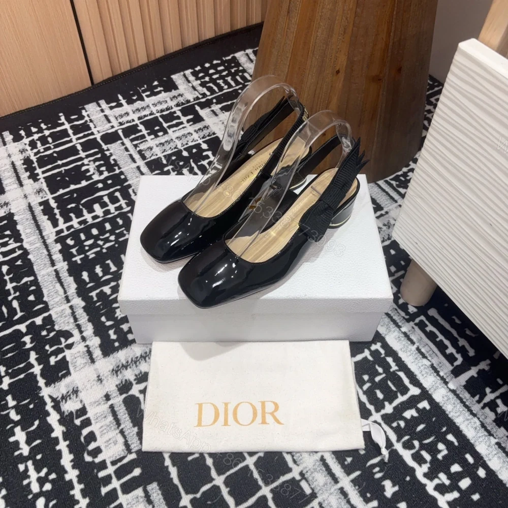 View 3 of 高仿Dior*Miss系列KDV273露跟蝴蝶結矮踭鞋黑色免檢版