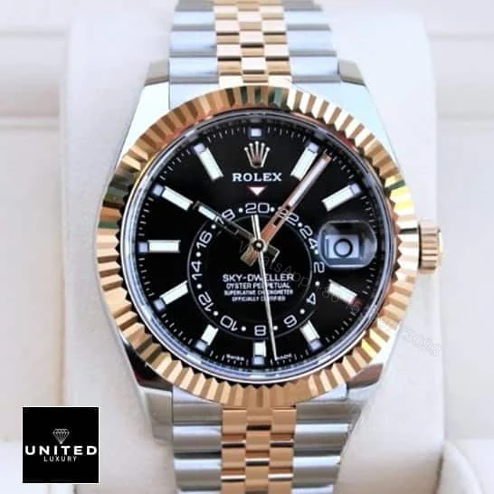 View 3 of Rolex Sky-Dweller 326933 Steel Gold Black Dial Replica