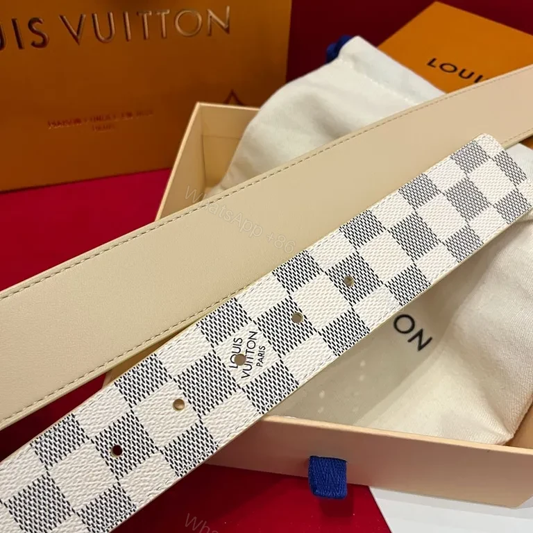 View 5 of Checked Monogram Belt: Bold Luxury Checkerboard Buckle Belt