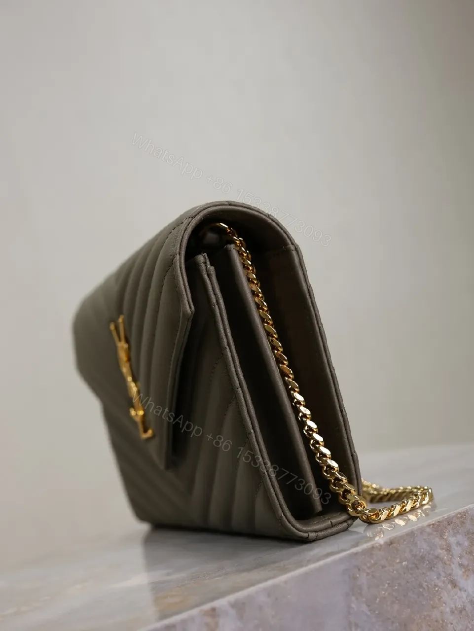 View 5 of Quilted Leather Wallet with YSL Hardware – Slim Luxury