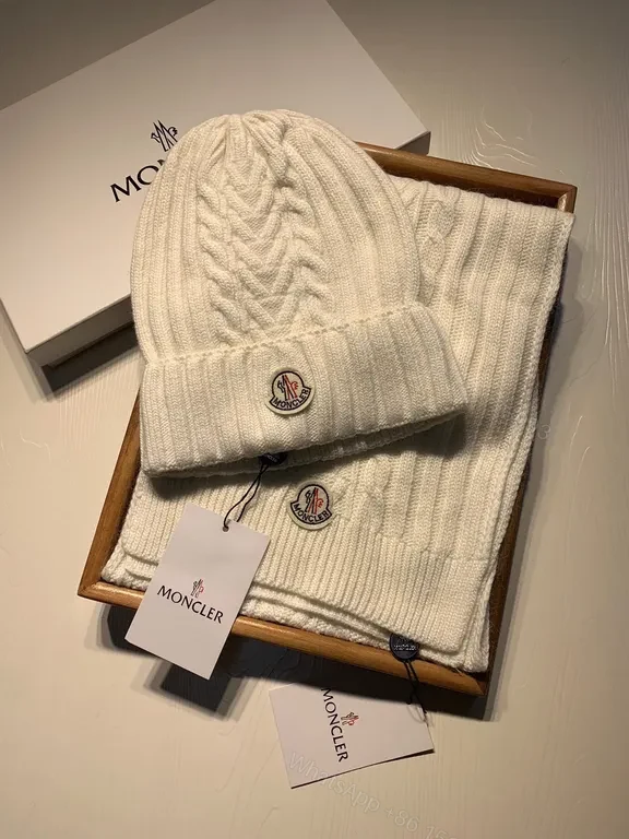 Cozy Ivory Knit Beanie & Scarf Set — Moncler Style — view 1