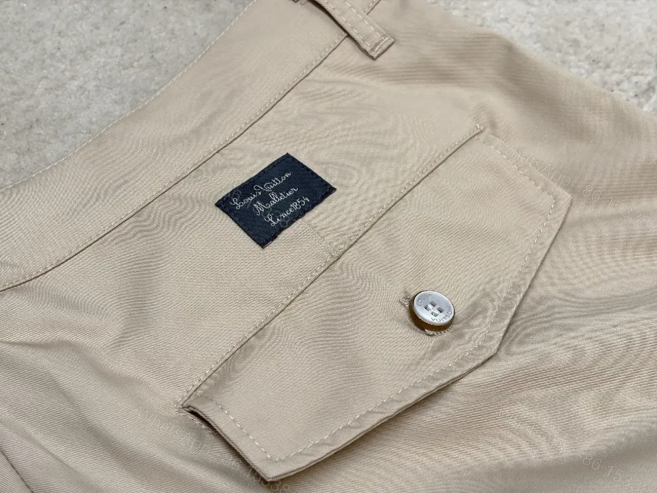View 7 of Beige Nylon Cargo Shorts with Louis Vuitton Tag