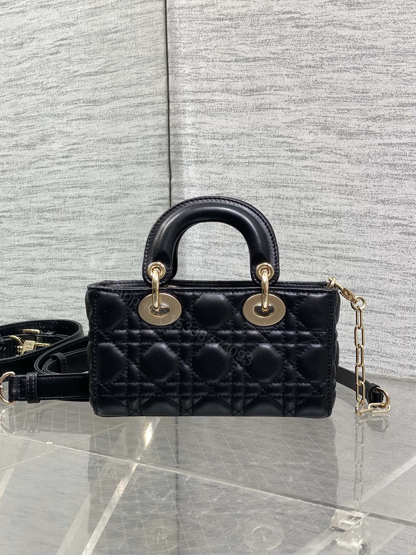 View 2 of DIOR 25S MICRO LADY D-JOY 19 IN BLACK GOLD HARDWARE