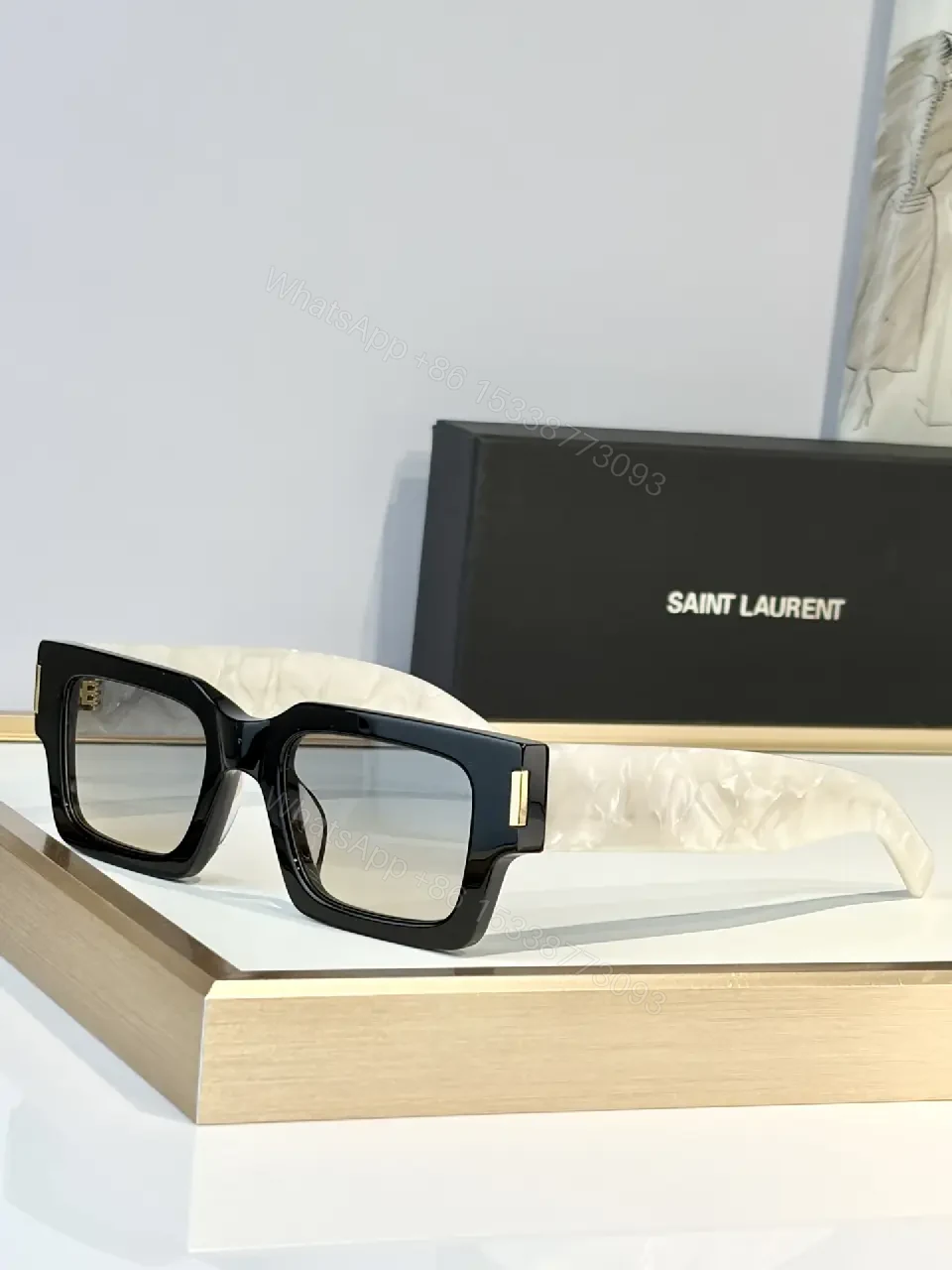 View 9 of Bold Geometry Acetate Sunglasses with Luxe Details