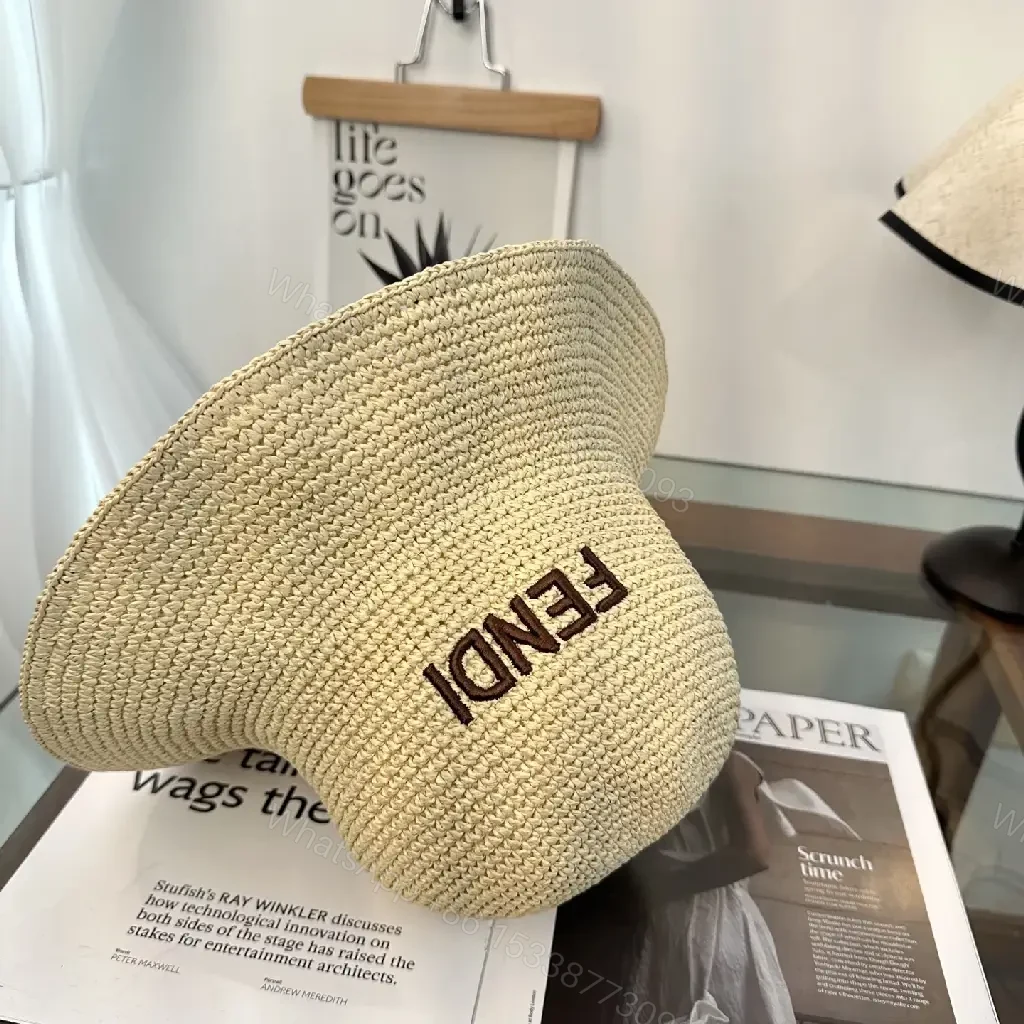 View 11 of Natural Beige Straw Bucket Hat with Crochet Pattern