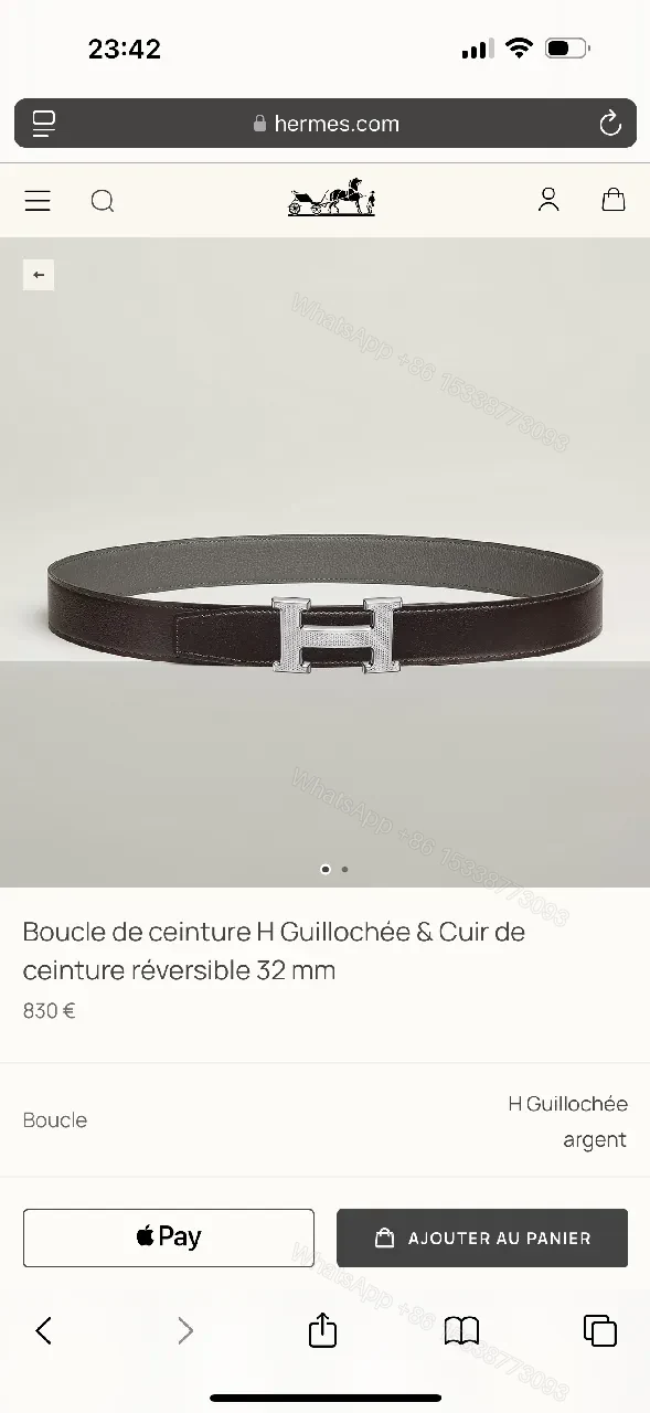 View 4 of Taupe Pebbled Leather Belt with H Buckle - Luxe Everyday Style