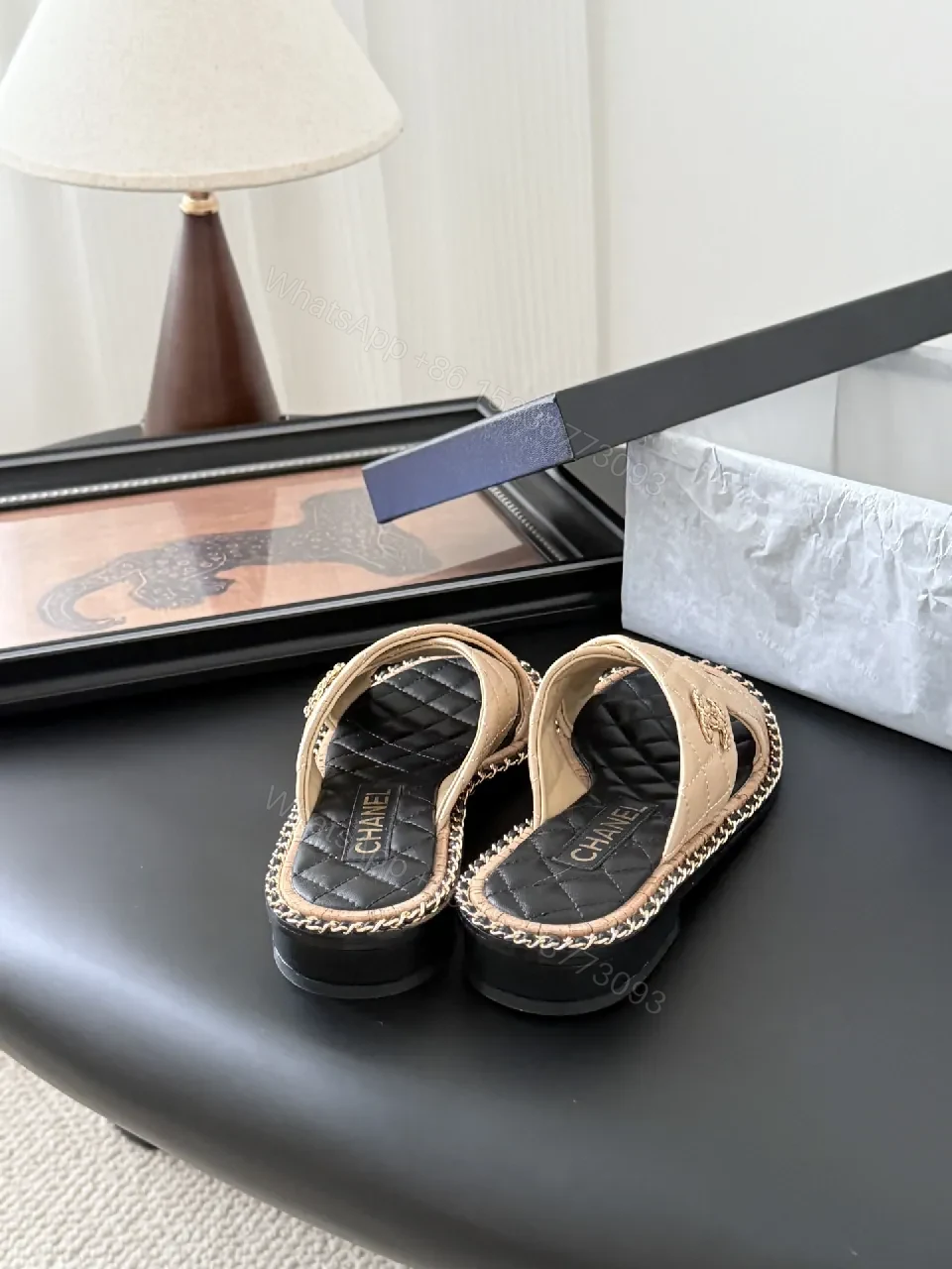 View 9 of Quilted Sandal with Chain Trim – Luxe Everyday Couture
