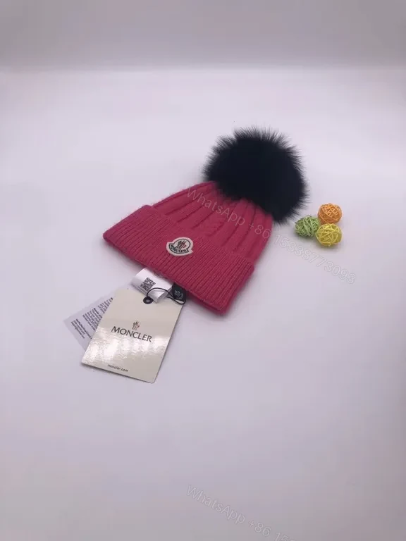View 5 of Chic Black Moncler Knit Beanie â€” Plush Pom, Luxe Warmth