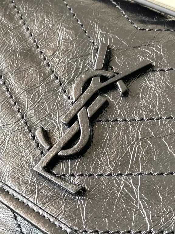 View 5 of Chic Black Quilted YSL-Style Shoulder Bag with Chain Strap