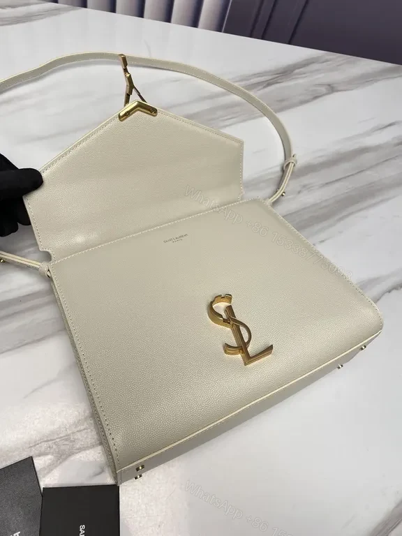 View 8 of Ivory Calfskin Crossbody: Luxury YSL-Style Envelope Handbag