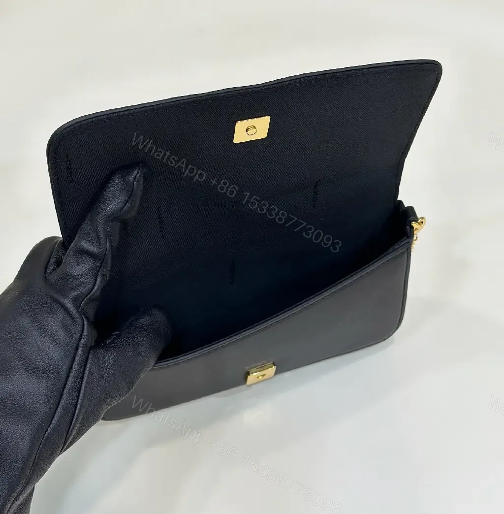 View 9 of Bold Black Leather Mini Bag Set with Gold Chain & Cardholder