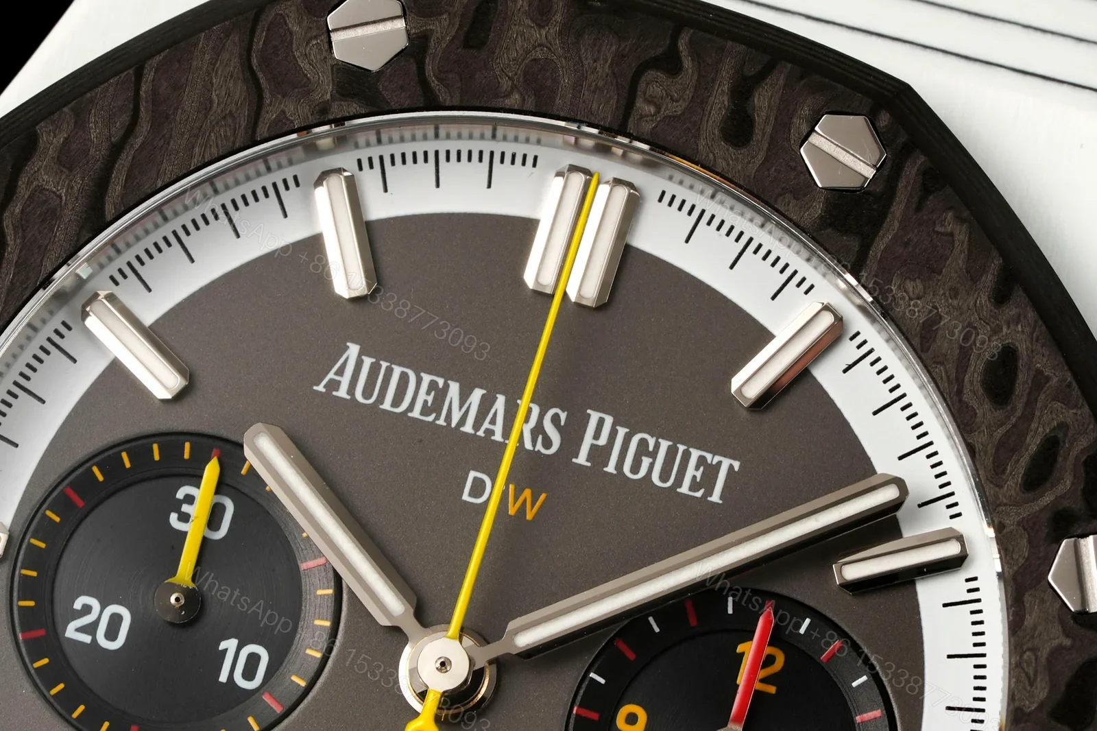 View 4 of AP Royal Oak Yellow Replica 42MM Premium Carbon Bezel White Case Yellow Strap Edition AP-RO-CB-WHT-YLW-42