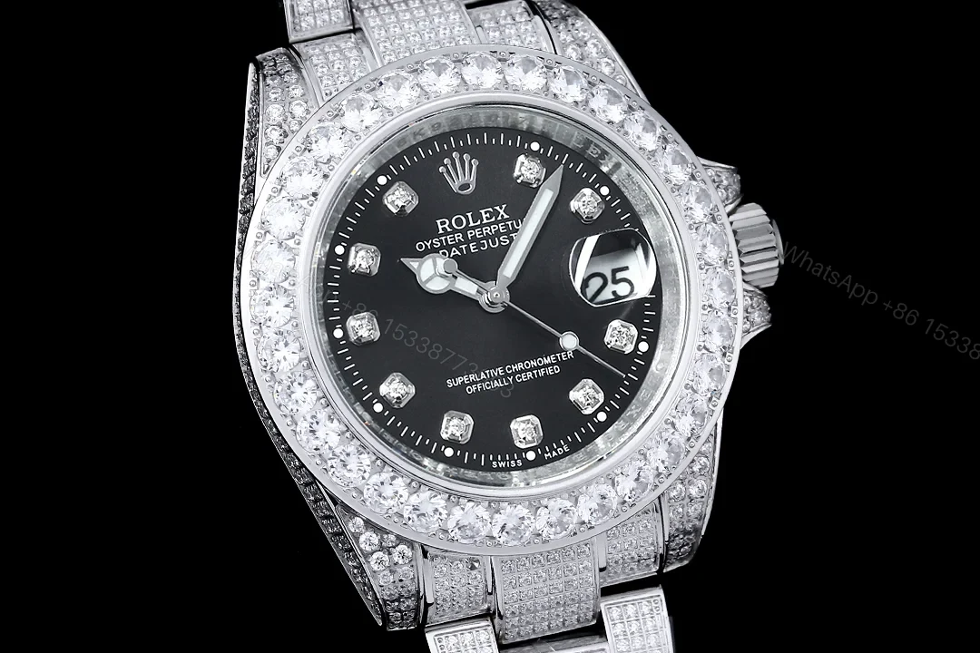 View 4 of Rolex Full Iced Diamond Case Bracelet Luxury Watch 42mm Ultimate Edition RG-ROLEX-FULL-ICED-DIAMOND-904-42