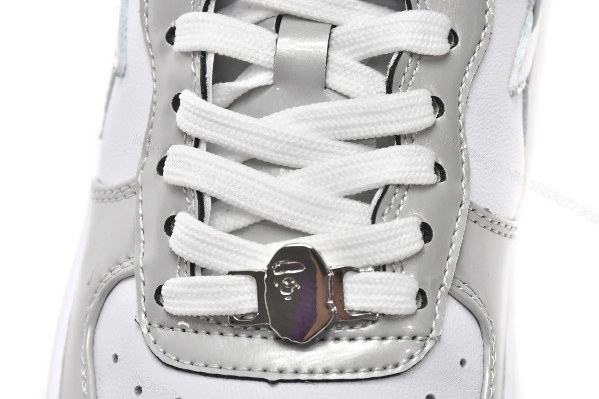 View 7 of Cheap Fake BapeSta Low White Grey Mirror Surface