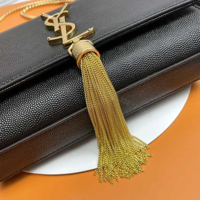 View 4 of Compact Black Leather Crossbody: YSL-Inspired Luxe Monogram