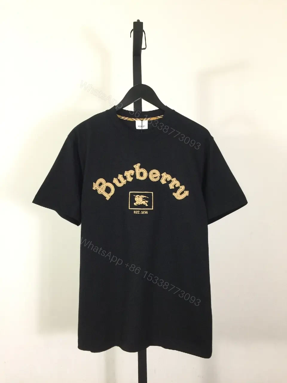 View 7 of Lux Black Embroidered Crest Tee: Premium Heritage-Inspired Style
