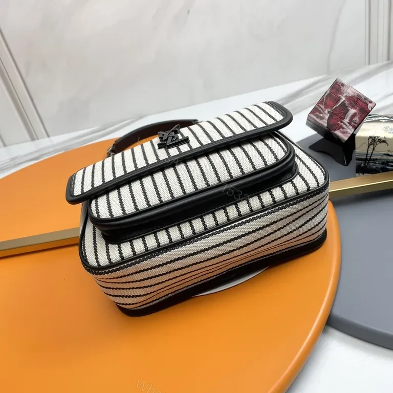 View 2 of Patterned Stride Bag: Modern Stripes with YSL Hardware Luxury Bag