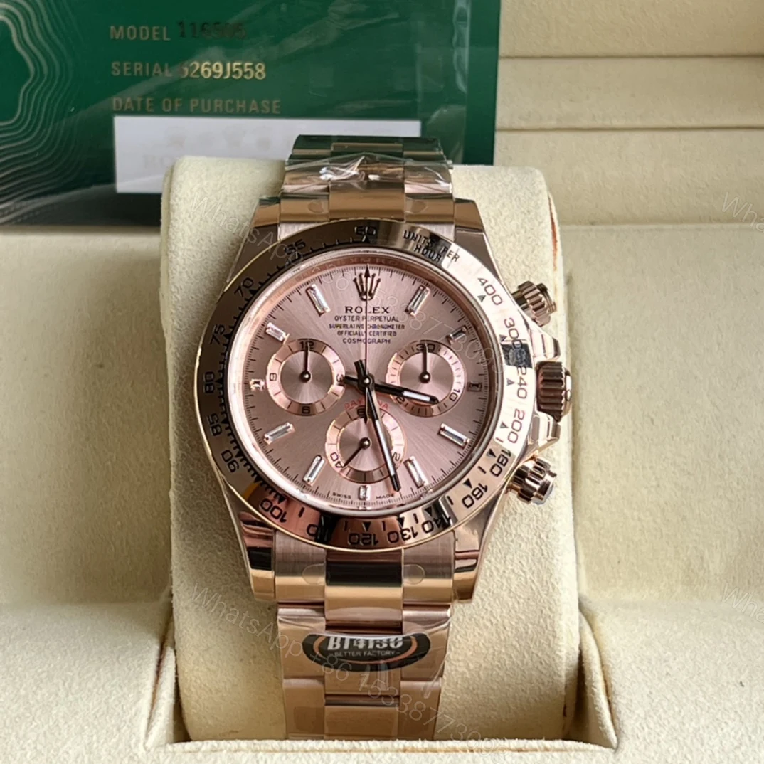 Rolex A貨 男款 Daytona 玫瑰金粉面計時腕錶 奢華商務風 — view 1
