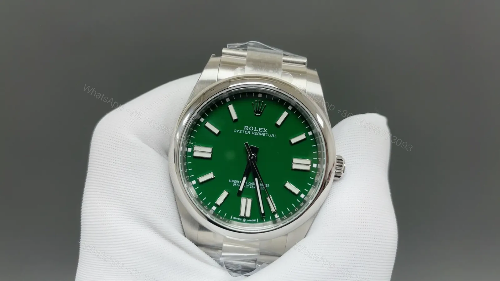 View 3 of Rolex Oyster Perpetual 41 134300 Green Dial Watch 134300-004