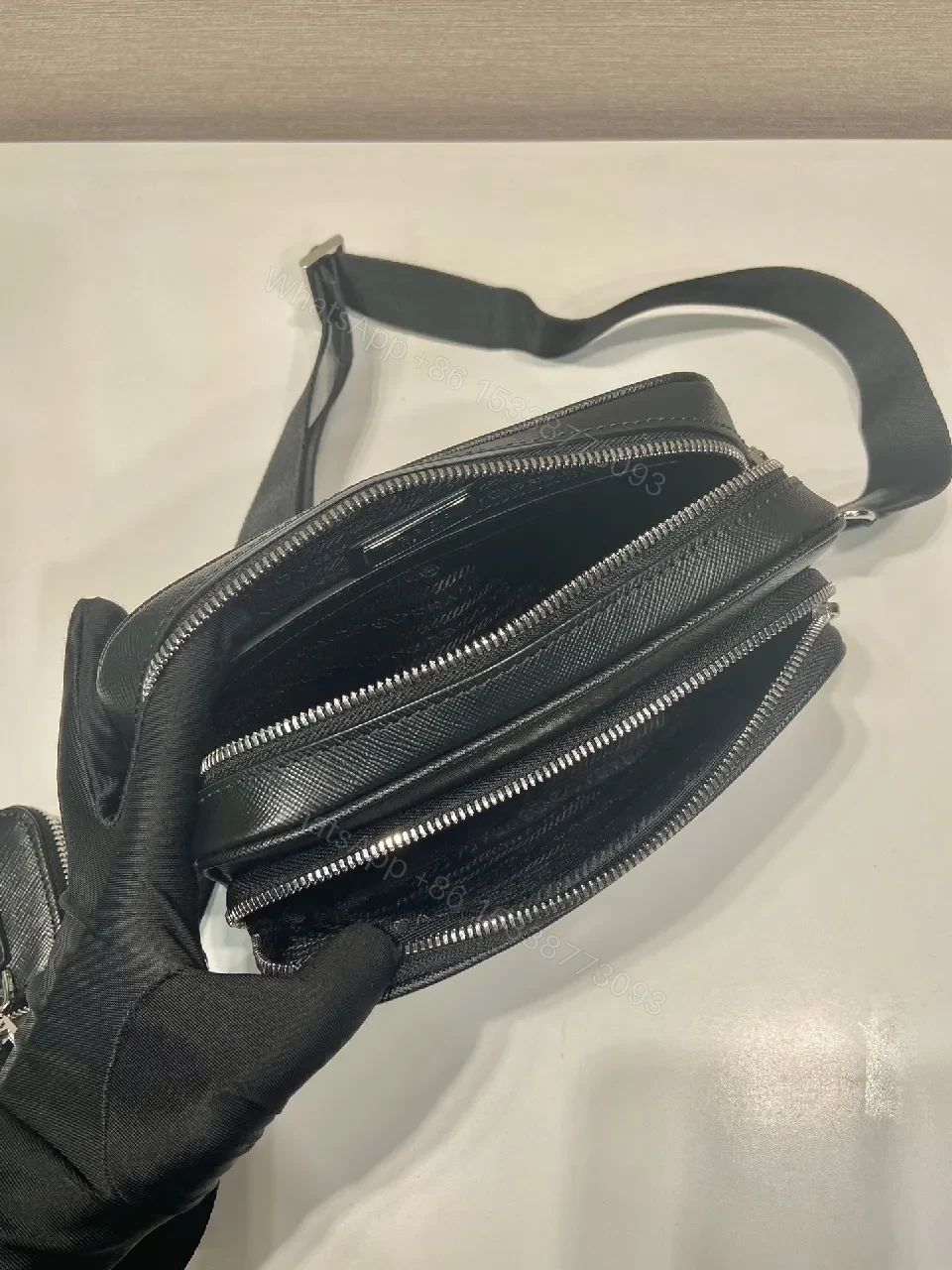 View 4 of Compact Black Leather Crossbody: Sleek, Structured, Versatile Bag