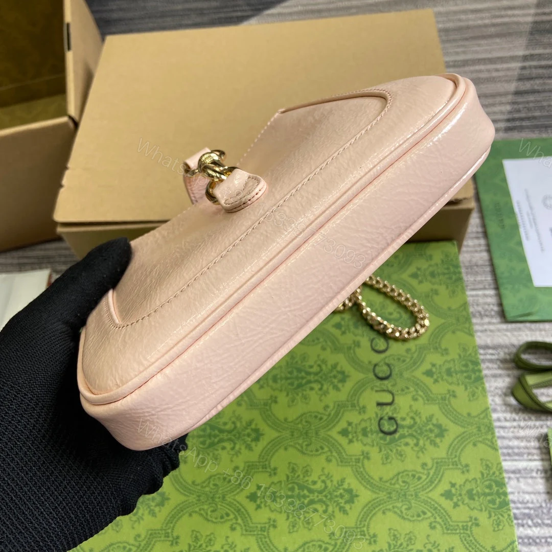 View 9 of JACKIE NOTTE MINI BAG 19 IN LIGHT PINK CRACKED LACQUER CALFSKIN GOLD HARDWARE