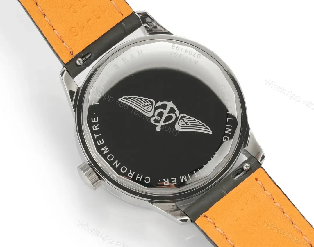 View 9 of OM Factory Breitling Women’s Navitimer Automatic Watch – Grey Dial, Stainless Steel Case, Leather Strap