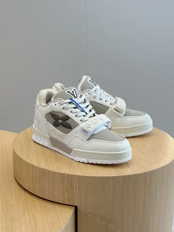 View 7 of White & Gray LV-Inspired Runner: Luxe Texture, Bold Details Sneaker