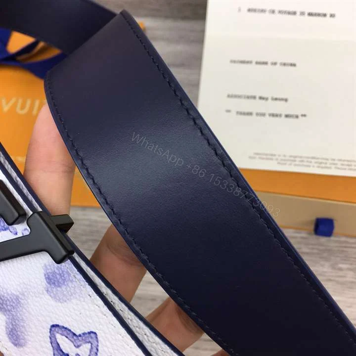 View 10 of LOUIS VUITTON SHAPE 40MM REVERSIBLE BELT WATERCOLOR BLUE – B80