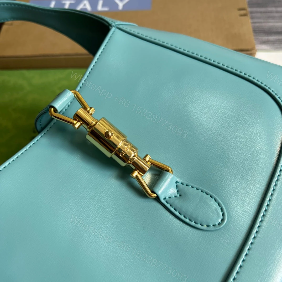 View 4 of GG JACKIE SMALL 28 SHOULDER BAG IN BLUE PASTEL CALFSKIN