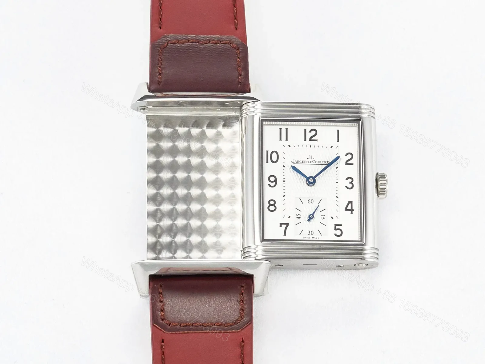View 14 of Reverso Classic Duoface Small Seconds SS MGF Best Edition White Guilloché Dial on Red Leather Strap A854A