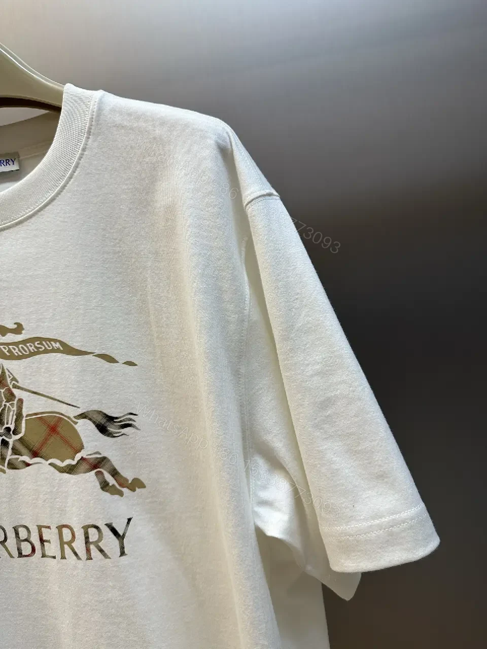 View 8 of Oversized White Graphic Tee: Horse Motif, Premium Cotton